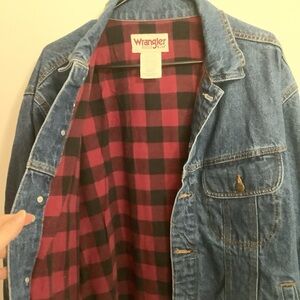 vtg Wrangler Rugged Wear Flannel Lined Denim Jean Trucker Jacket Size Men’s XL